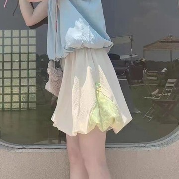 現款免運 花苞短褲 熱褲 短褲女 泡泡短褲 日系可愛鬆緊腰寬鬆花苞短褲設計感寬鬆學生軟妹夏季鬆緊顯瘦褲女R