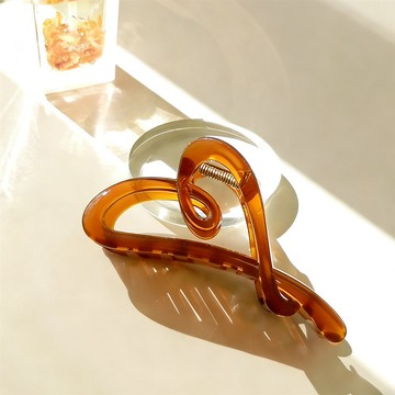 LOVE RECIPE果凍素色愛心抓夾（果凍咖12cm）
