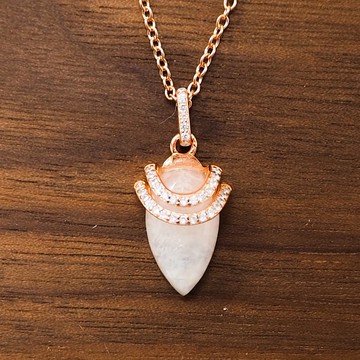 【全館清倉最高折800】月光女神 月光石925銀鍍玫瑰金項鍊艾拉