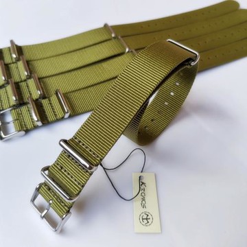 18mm20mm22mm24mm NATO 北約帆布尼龍表帶 戶外淺軍綠 方形扣薄款