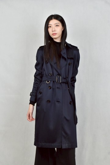 (S) burberry藍色排釦大衣綁帶外套