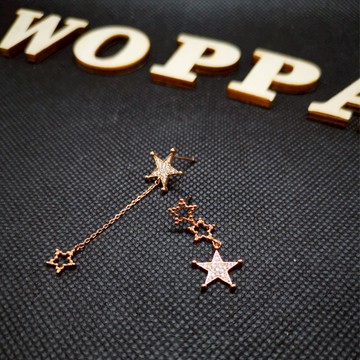 【廠商直送】W-OPPA正韓耳飾星星不規則-玫瑰金