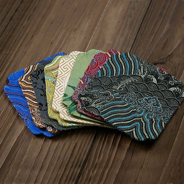 手工雙層茶杯墊茶壺墊茶具布墊方形中式古典錦緞織錦云錦茶道布藝