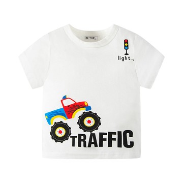 純棉短袖上衣-traffic車車-白色