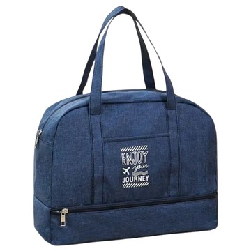 德利生活 乾濕分離手提大容量健身旅行包 大號藏青色  1入