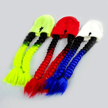 嘻哈街街舞潮時尚大辮子針織帽舞臺ds演出服百搭休閑帽個性帽子女