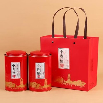 新會小青柑包裝罐空禮盒高檔一斤裝柑普茶空盒子茶葉罐圓筒空鐵盒
