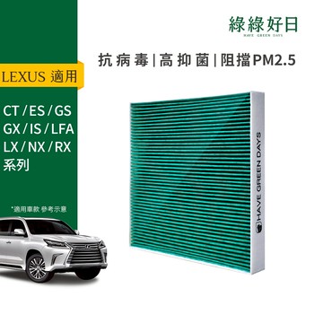 適用 綠綠好日 LEXUS 凌志 CT ES GS IS LS LX NX RX 汽車濾網 HEPA濾芯 GLS005