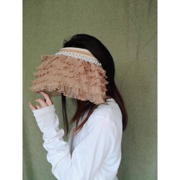 時尚休閑百搭淑女氣質蕾絲空頂帽無頂短沿草編夏季出游騎車防曬