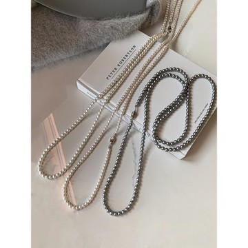 S家澳白色長款珍珠項鏈女配飾疊戴輕奢高級感2025新款大氣毛衣鏈