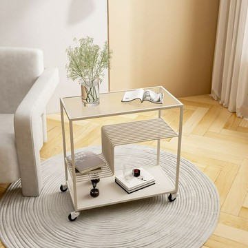 簡約小茶几 小邊桌 迷你桌 北歐邊幾 沙發邊桌 玻璃可移動推車輕奢沙發邊幾側邊柜角幾方桌小戶型陽臺巖板小茶幾
