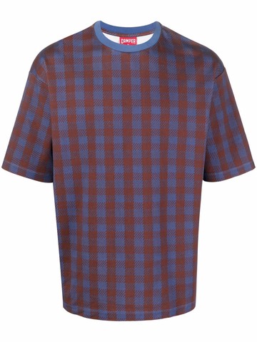 Camper - check-print T-shirt - unisex - Organic Cotton - XL - Blue