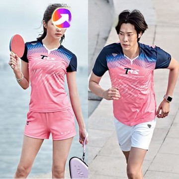 比賽服韓國PGNC 佩極酷羽毛球服 男女速干T恤trs上衣 短褲套裝 粉