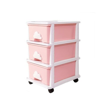 【Yeya也雅】雲朵小屋多功能三層收納櫃(附輪)-DIY-多色可選-玫瑰粉