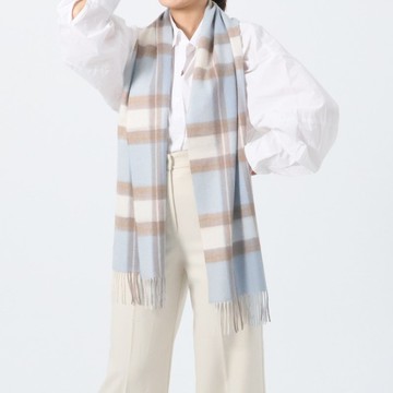 清映杏藍格紋 | 經典格紋 喀什米爾圍巾