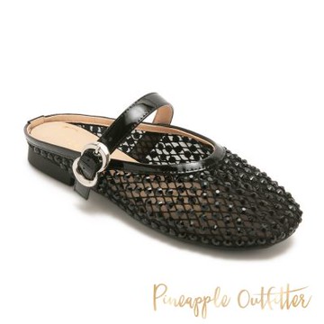 Pineapple Outfitter-時髦滿鑽繫帶穆勒鞋RAPHA-黑色