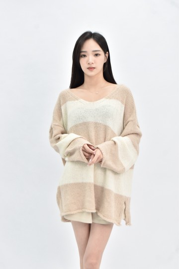 (XL) 【作珩私服】質感針織條紋棕色毛衣