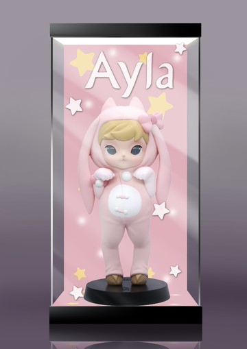 移不動 泡泡瑪特艾拉兔子睡衣公仔限定 專用 LED 展示盒