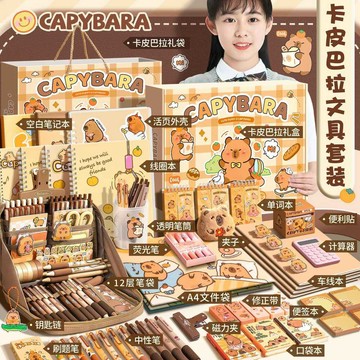 🔥在臺出貨🔥卡皮巴拉文具套裝大禮包禮盒禮物兒童女孩生日禮物學習用品高顏值