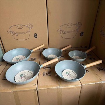 emoojoo!跨境出口東南亞韓式麥飯石炒鍋不粘鍋少油煙家用平底鍋輕