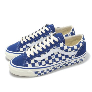 Vans 休閒鞋 Lx Old Skool 36 男鞋 Premium 藍白 棋盤格 麂皮 經典 板鞋 VN000D57ERM