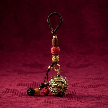 福祿黃銅鈴鐺鑰匙扣掛件創意個性手工編制繩男女書包掛飾鎖匙圈環
