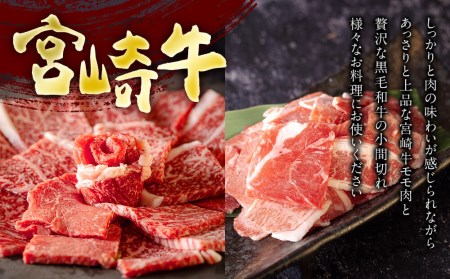 宮崎牛 モモ 焼肉 400g ＆ 宮崎県産 和牛 小間切れ 100g ミヤチク 冷凍 内閣総理大臣賞受賞 国産 牛肉 焼肉 送料無料 こま BBQ バーベキュー キャンプ 焼肉 贈り物 ギフト プレゼント 牛丼 焼肉 炒め物 赤身 あっさり 焼肉