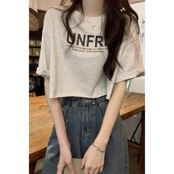 輕便好搭🌷 高腰短款辣妹港味小衆短袖學生T恤女夏季新款寬鬆百搭上衣ins風潮 夏季上衣 t恤