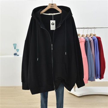 300斤胖mm拉鏈oversize加絨衛衣