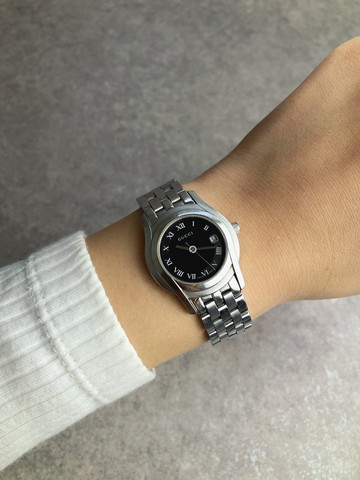 【日本直送 名牌中古包】GUCCI 古馳 手錶 黑色×銀色 5500L vintage 古董 老品 jbxibh