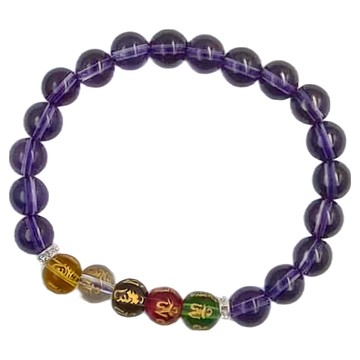 六字箴言 五行紫水晶手鍊  紫色  18cm