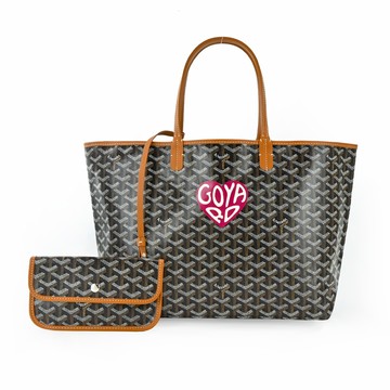 GOYARD 心形印記帆布LOGO購物包-小/黑棕