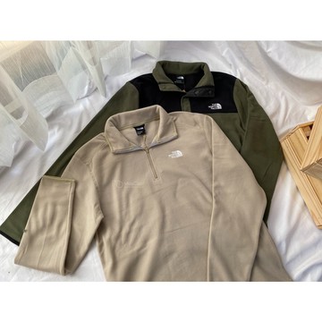 【MasCool】 The North Face TKA Glacier Fleece 大學T POLO領 搖粒絨 奶茶