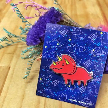 可愛恐龍金屬胸針-三角龍