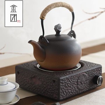 電陶爐煮茶器家用粗陶壺泡茶壺提梁燒水壺側把煮水壺小型功夫茶具