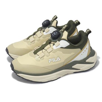 Fila 慢跑鞋 X803Z 大童 女鞋 卡其 綠 旋鈕 低筒 運動鞋 斐樂 3X803Z761