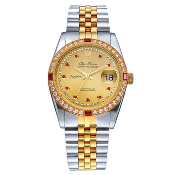 Olym-Pianus奧柏 蠔情系列紅珠時尚晶鑽腕錶 89322DSK 金面
