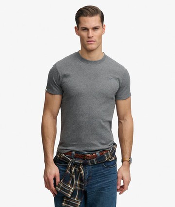 Superdry Men's Essential Stacked Logo Embroidered T-shirt Grey Size: M