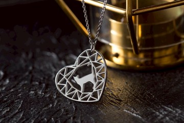 貓咪一號項鍊-抗敏醫療鋼 寶石與動物系列