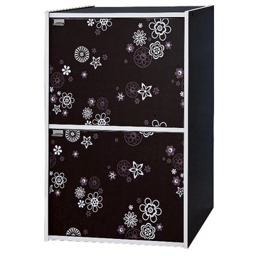 EASYHOME 花系列兩層兩門 彩色二格組合櫃 雙面門板  60 x 42 x 28.5cm  黑色