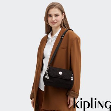Kipling 黑色提花側肩多袋隨身包-DANITA