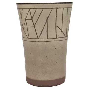 佐和陶瓷 線紋土物手握杯 陶瓷杯 440mL 日本製造  1個