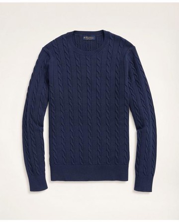 Brooks Brothers Men's Big & Tall Supima Cotton Cable Crewneck Sweater | Navy | Size 3X Tall