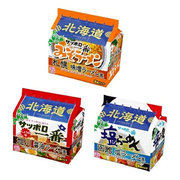 (短效特價)【江戶物語】 SANYO 三洋 札幌一番 5入拉麵 北海道系列 旭川醬油 札幌味噌 函館鹽 泡麵 期間限定 日本進口