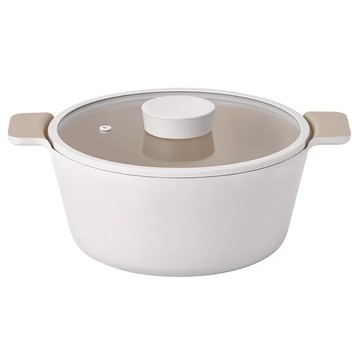 NEOFLAM 台灣原廠公司貨 VULCAN系列 鑄造雙耳湯鍋 電磁底  24cm  白色  1個