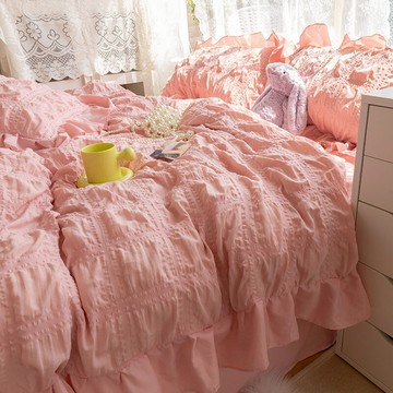 床上夏天床單四件套春秋夏季公主風網紅新款北歐風ins被罩花邊女4