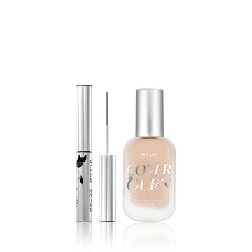 MKUP 美咖【新品上市】夜貓女纖長抗暈睫毛膏+絕對遮瑕持久粉底液SPF34