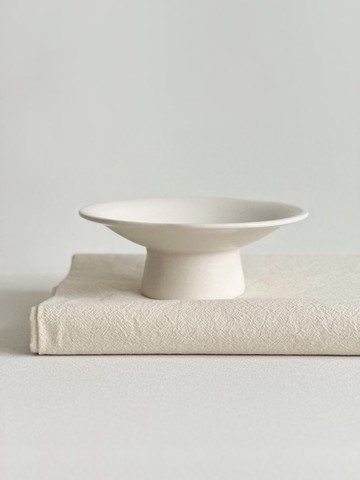 無光白 六吋切邊高台皿