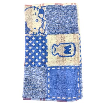 MARUSHIN 丸真 Hello Kitty 長毛巾 34x80cm 100%聚酯纖維、棉  藍色 + 米色  1條