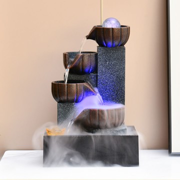 新品上市!!熱門爆品！！八方來財流水噴泉客廳循環水加濕器招財風水輪辦公室桌面裝飾擺件